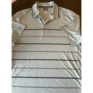 Greg Norman‎ Tasso Elba XL Golf Polo Shirt Striped Short Sleeve Blue Men's